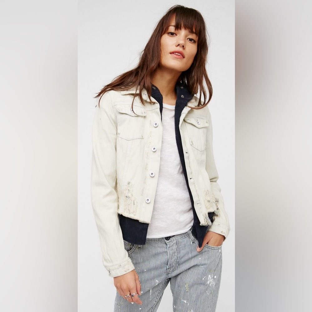 Free People Double Weave Denim Jacket - Small